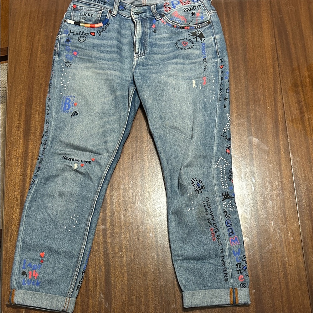 Scotch & Soda Women's Blue Embroidered Jeans